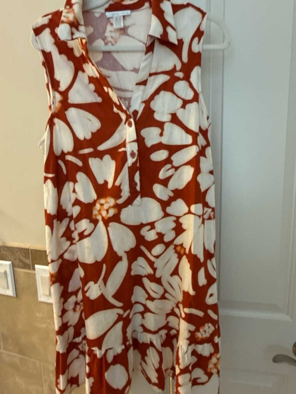 London Times Sleeveless Floral Tunic - Rust & Cream never worn